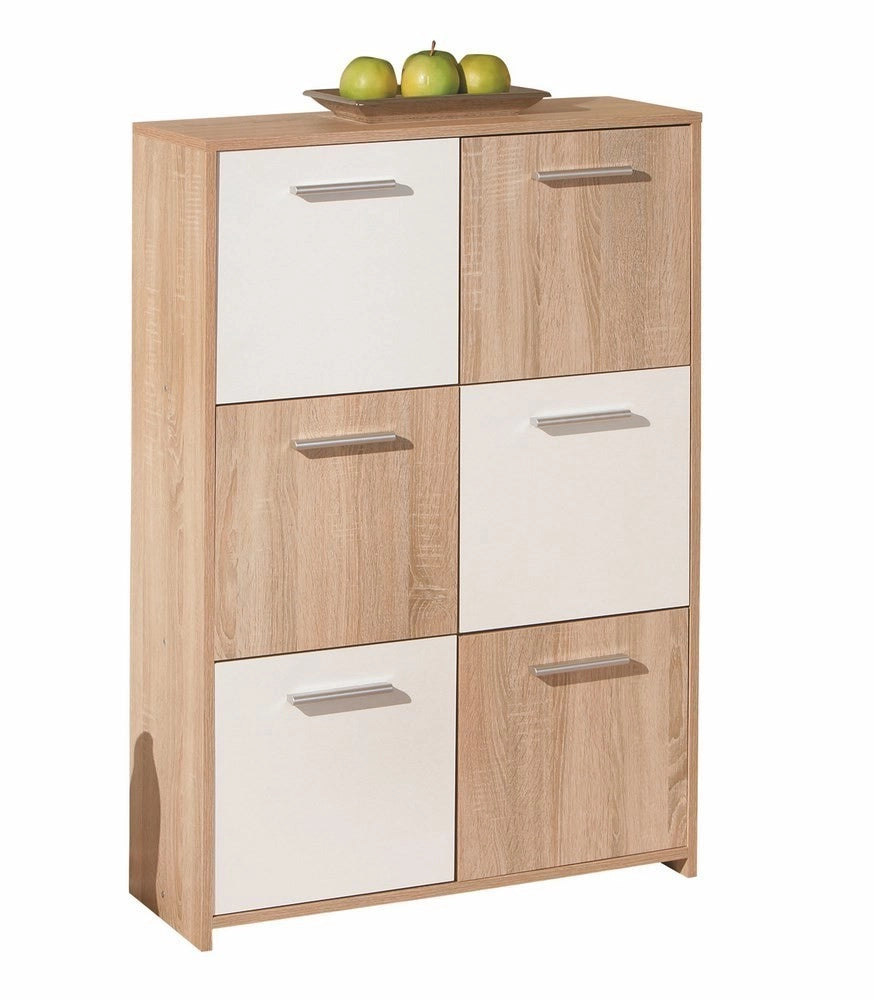 MOBILE SOGGIORNO BUFFET EGADI 77x30x115H FINITURA ROVERE E BIANCO LACCATO INTER LINK