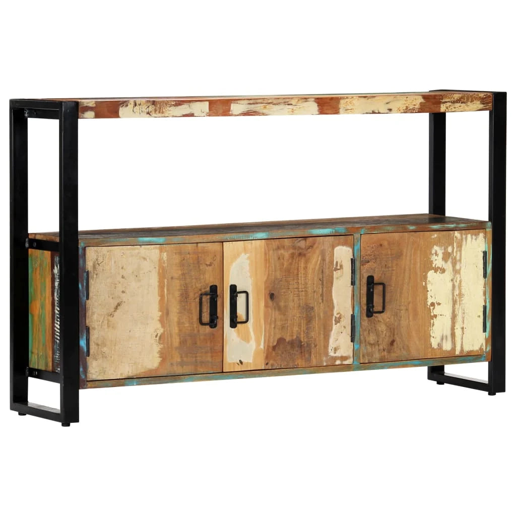 Buffet credenza cassettiera armadio mobile contenitore organizer per cucina soggiorno salotto 120 x 30 x 75 cm legno massello di recupero marrone 02_0029539