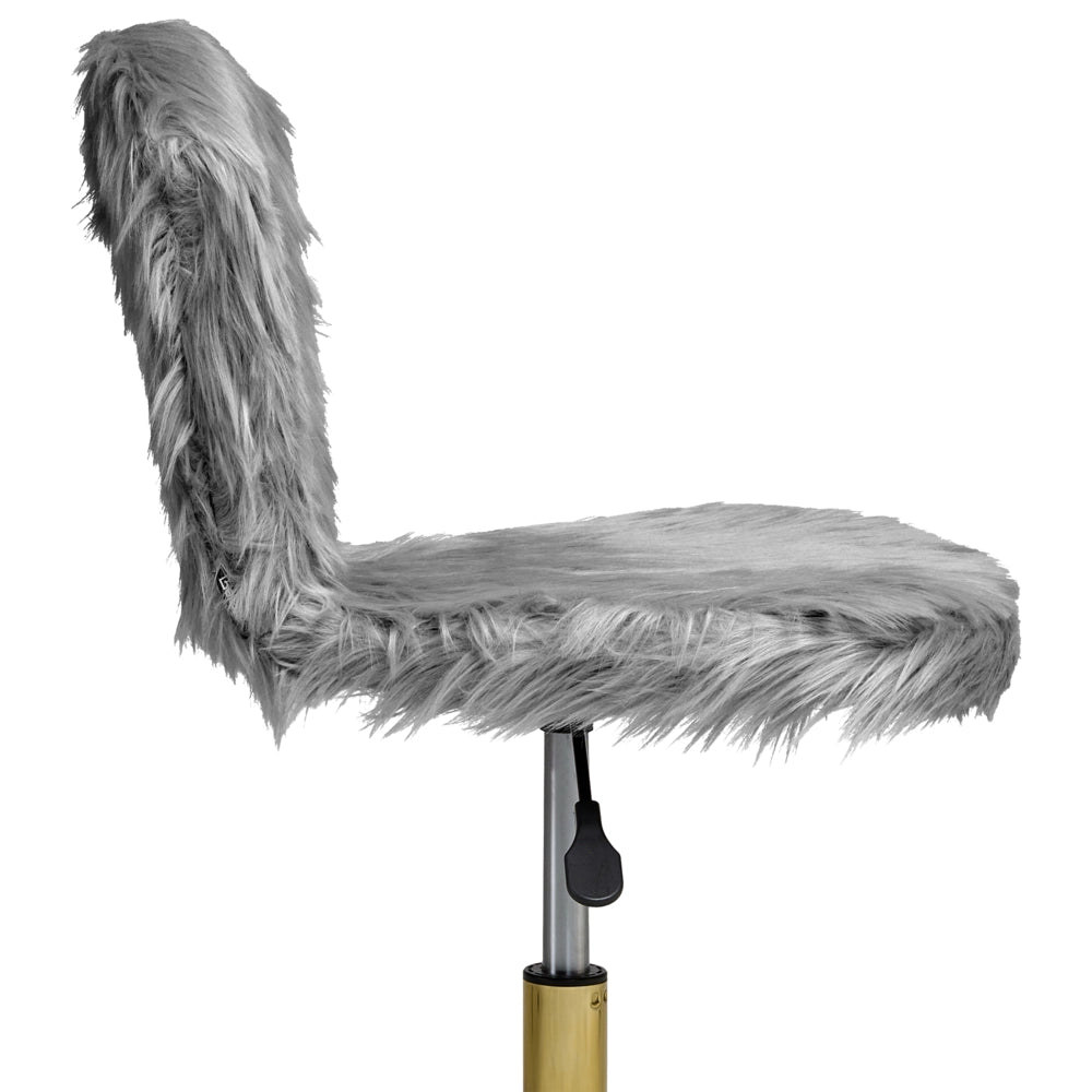 Sedia da ufficio girevole con altezza regolabile in pelle sintetica grigia stile elegante