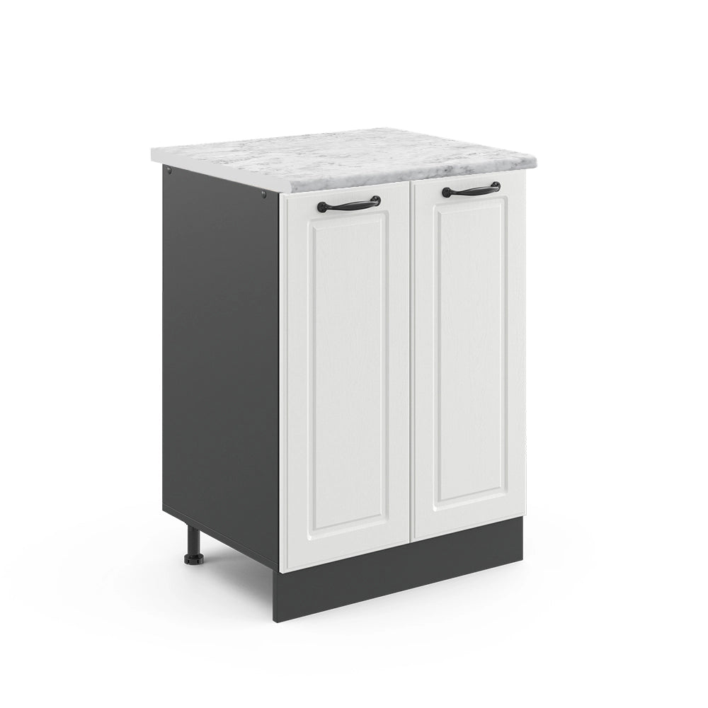 Vicco Mobiletto base cucina Bianco casa di campagna 60 cm , PL Marmo