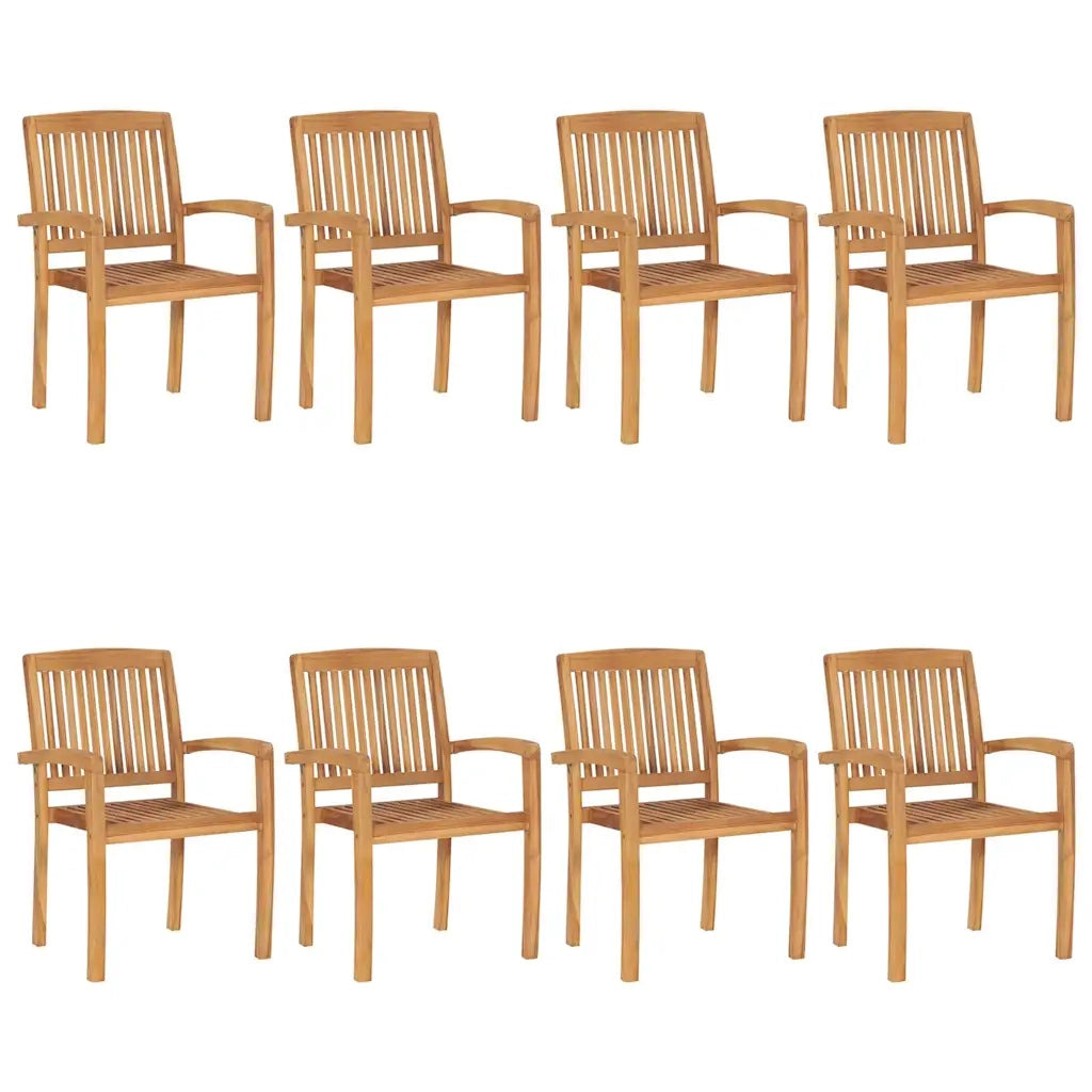 Sedie da Giardino Impilabili 8 pz con Cuscini Massello di Teak 3073247