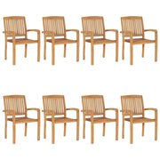 Sedie da Giardino Impilabili 8 pz con Cuscini Massello di Teak 3073247
