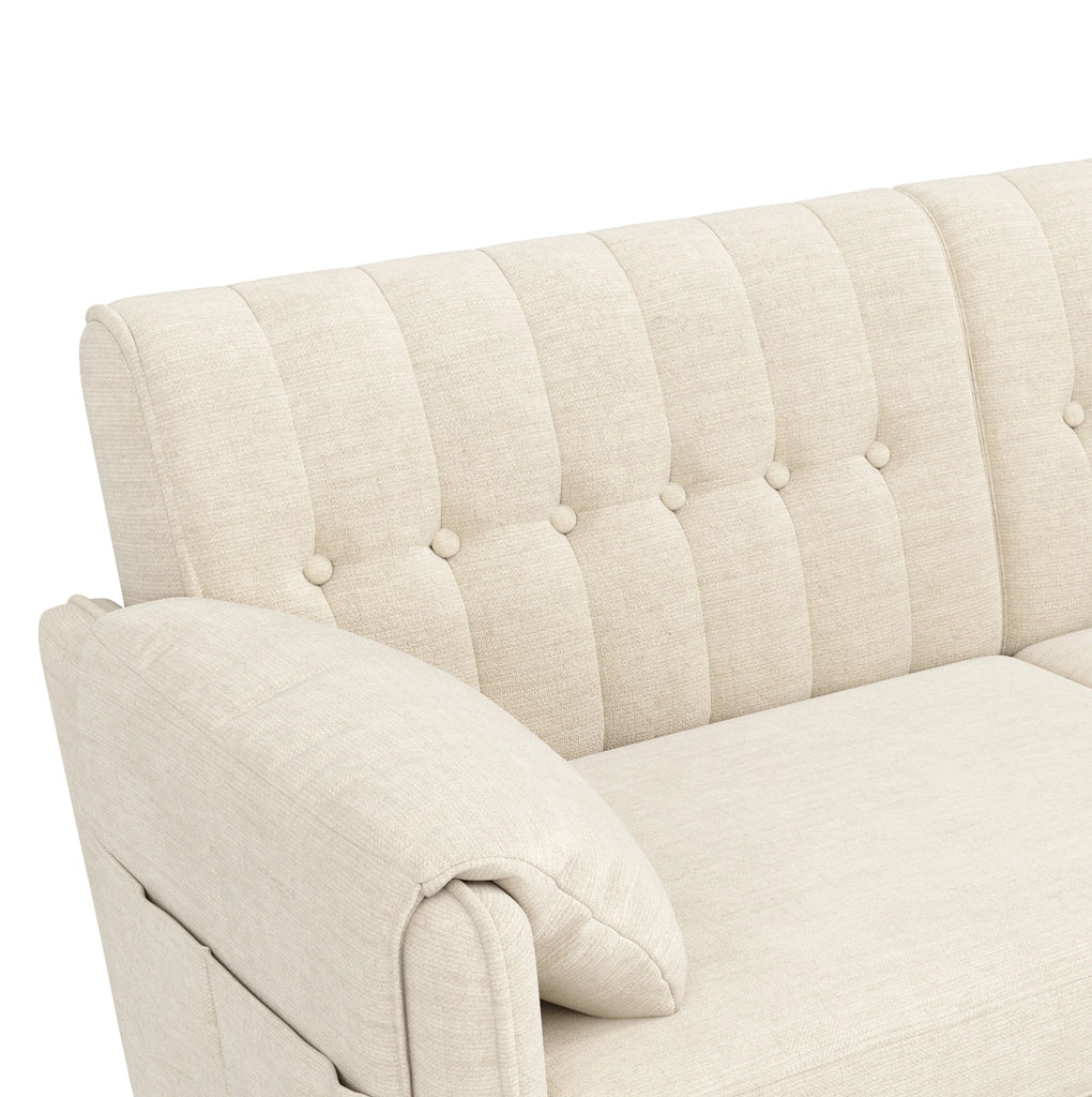 Divano a 2 posti in chenille beige 161;5 x 79 x 83;5 cm con struttura in ferro