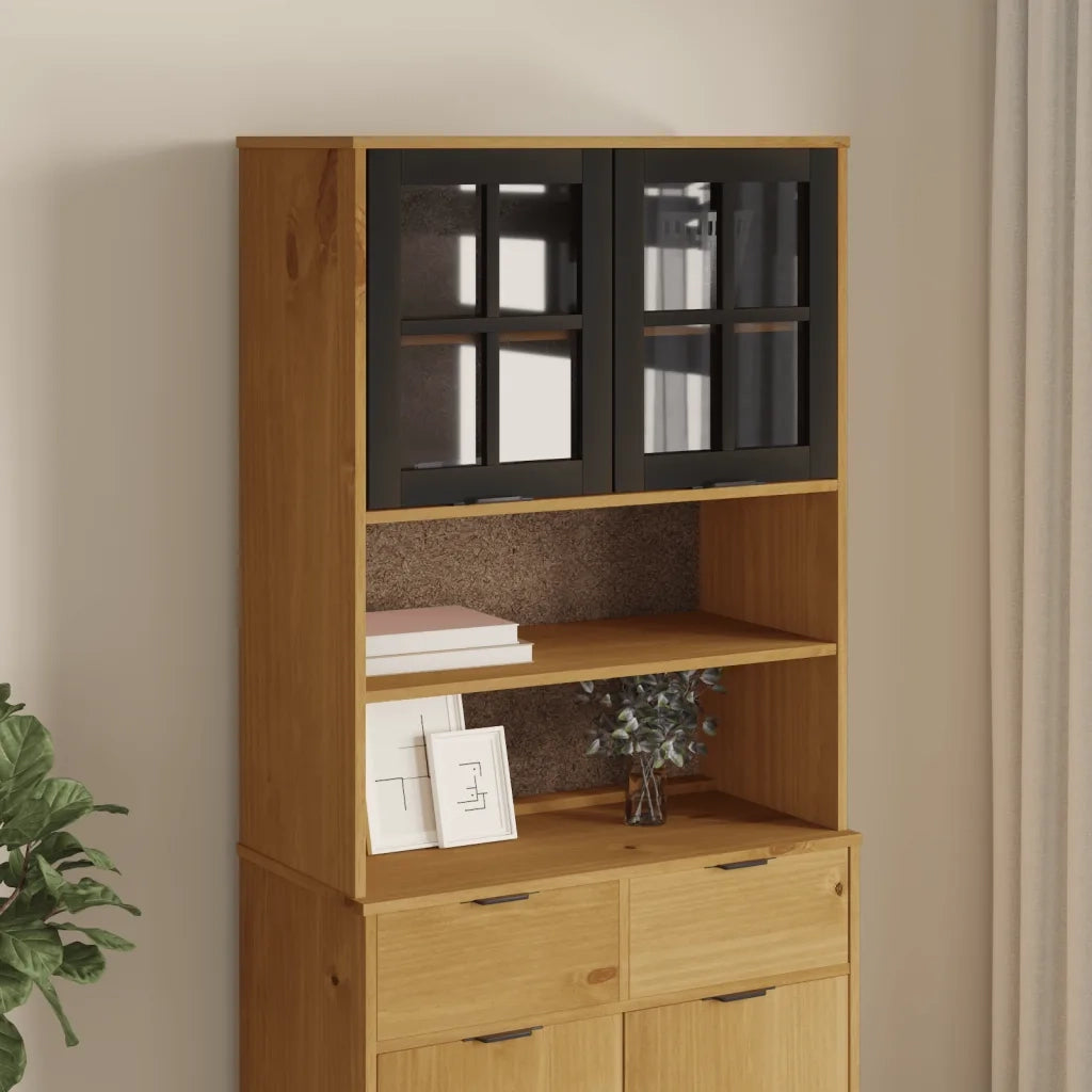 Scaffale per Credenza Anta in Vetro FLAM Legno Massello di Pino 357825