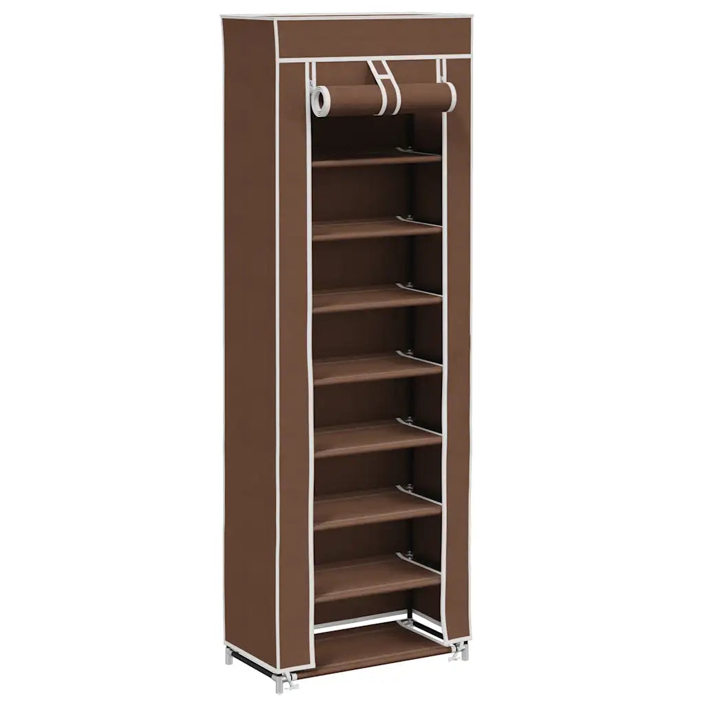 Scarpiera-Scaffale per scarpe in Tessuto Richiudibile 57 x 29 x 162 cm Marrone
