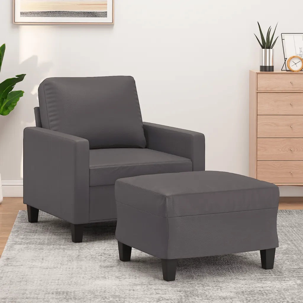 Poltrona | Sedia Relax con Poggiapiedi Grigio 60 cm in Similpelle