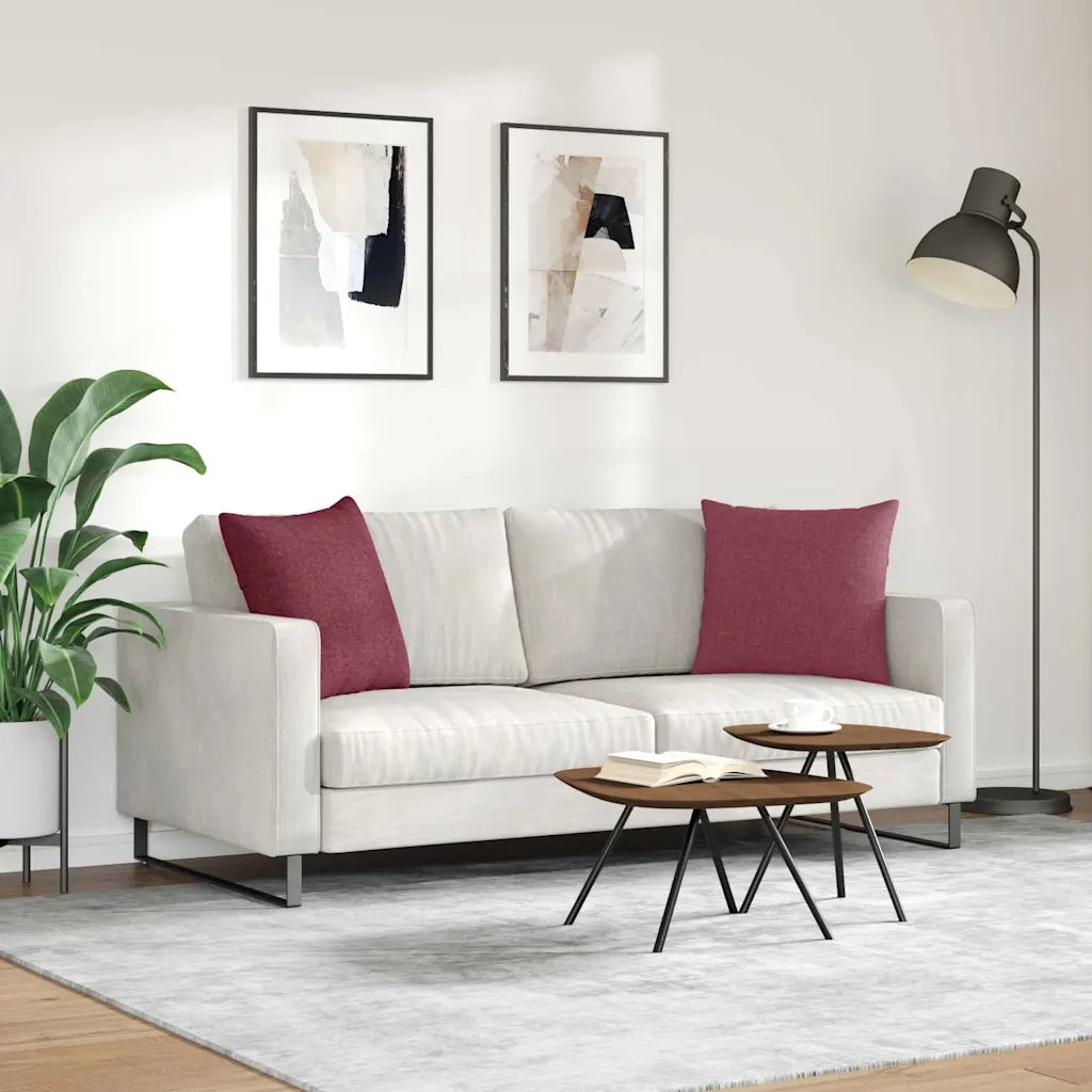 Cuscini da Divano 2 pz | Cuscini per sedie Rosso Vino 50 x 50 cm Tessuto