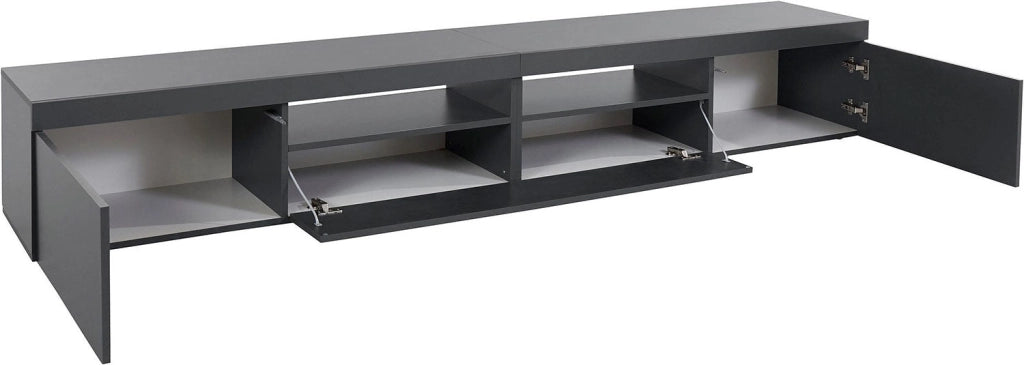 Mobile Tv 3 Ante e Ripiano a Giorno 240x40x35 cm Essential 2A 1R Grigio Antracite Opaco
