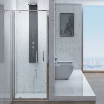 Porta doccia nicchia 70 cm a battente con vetro in cristallo trasparente Ted