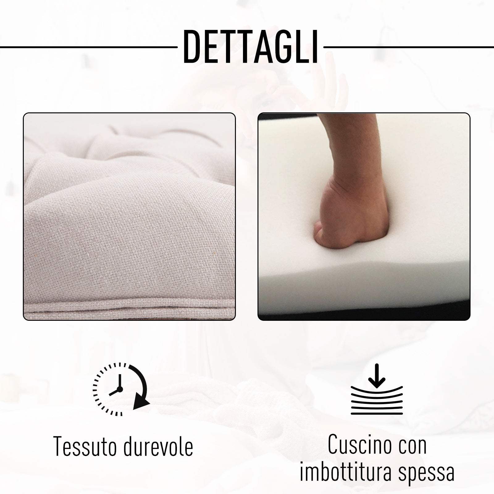 Panca Semicircolare Imbottita in Legno 140,5x51x48 cm  Beige