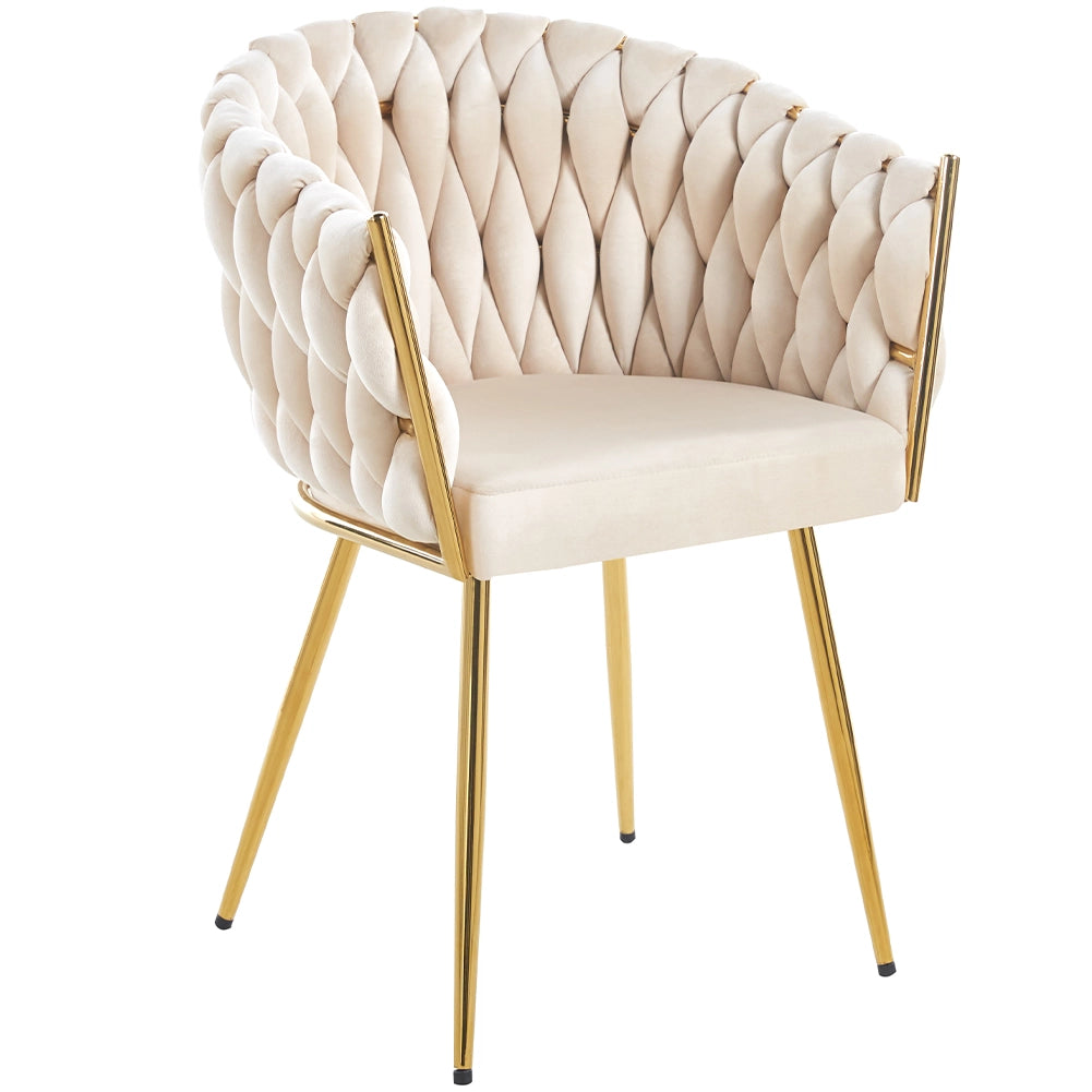 Set 2 Sedie per Sala da Pranzo e Ufficio in Velluto Beige Sedia Ergonomica