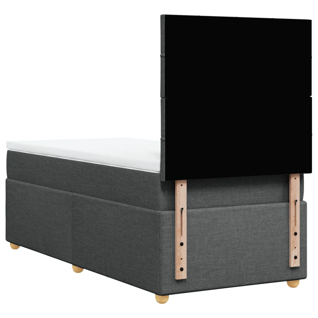 Giroletto a Molle con Materasso Grigio Scuro 100x200 cm Tessuto