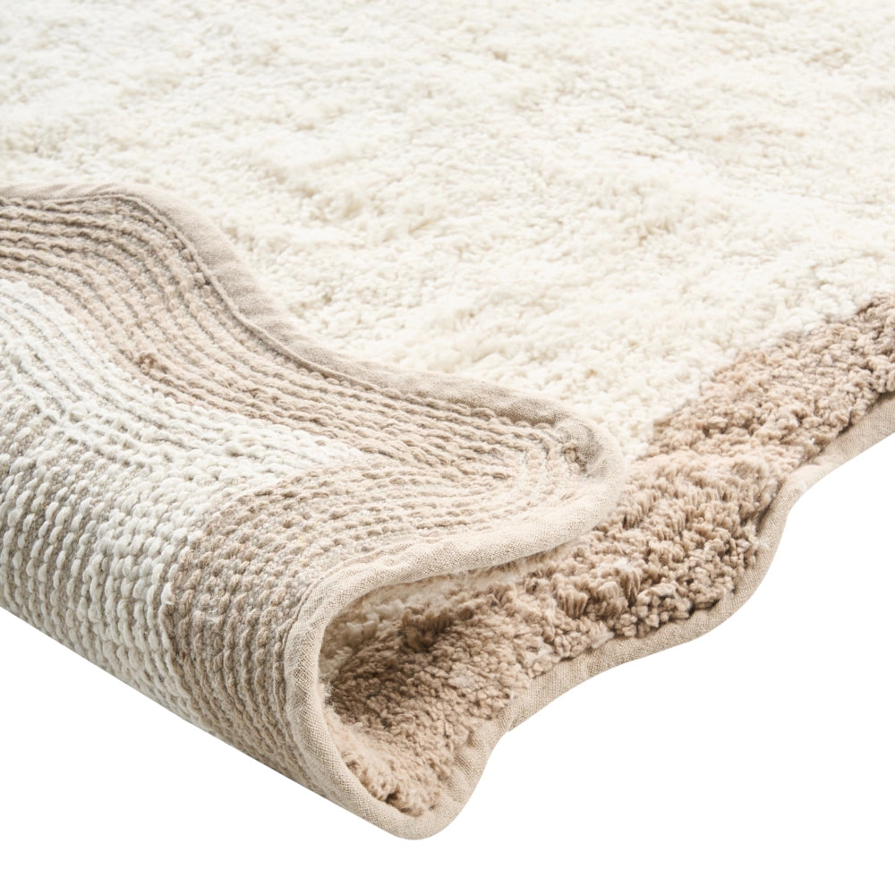 Tappeto da bagno in cotone rettangolare 80 x 150 cm beige e marrone Motivo decorativo da bagno Design moderno
