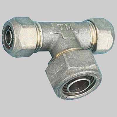 RACCORDO A TEE DOPPIO RIDOTTO PER TUBO COBRAPEX  22 x 22 x 18     TIEMME