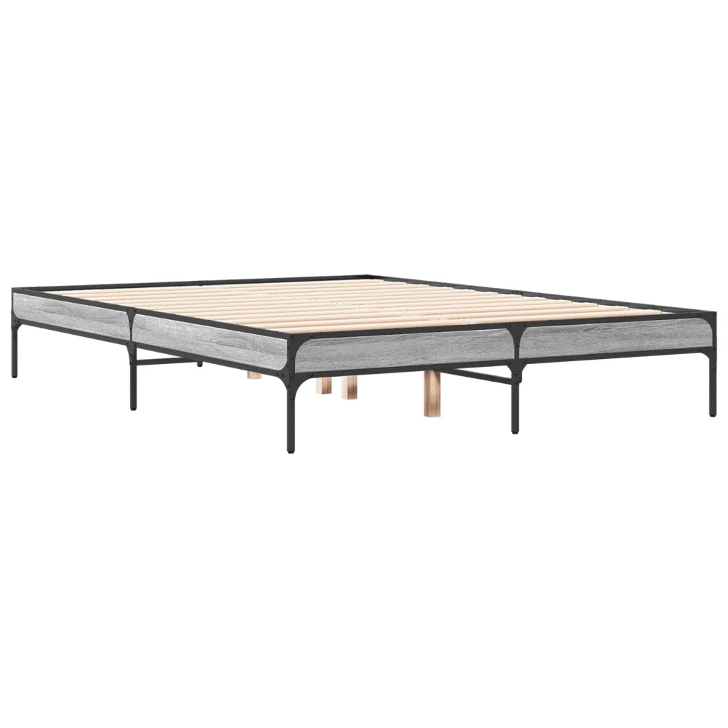Giroletto-Struttura Letto Grigio Sonoma 135x190 cm in Legno Multistrato Metallo 753656