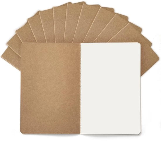 Set di 12 quaderni A5 - Pagine non numerate - Copertina in carta kraft - Legatura duratura - 21 x 14 cm - Ideali per appunti - Quaderno per appunti