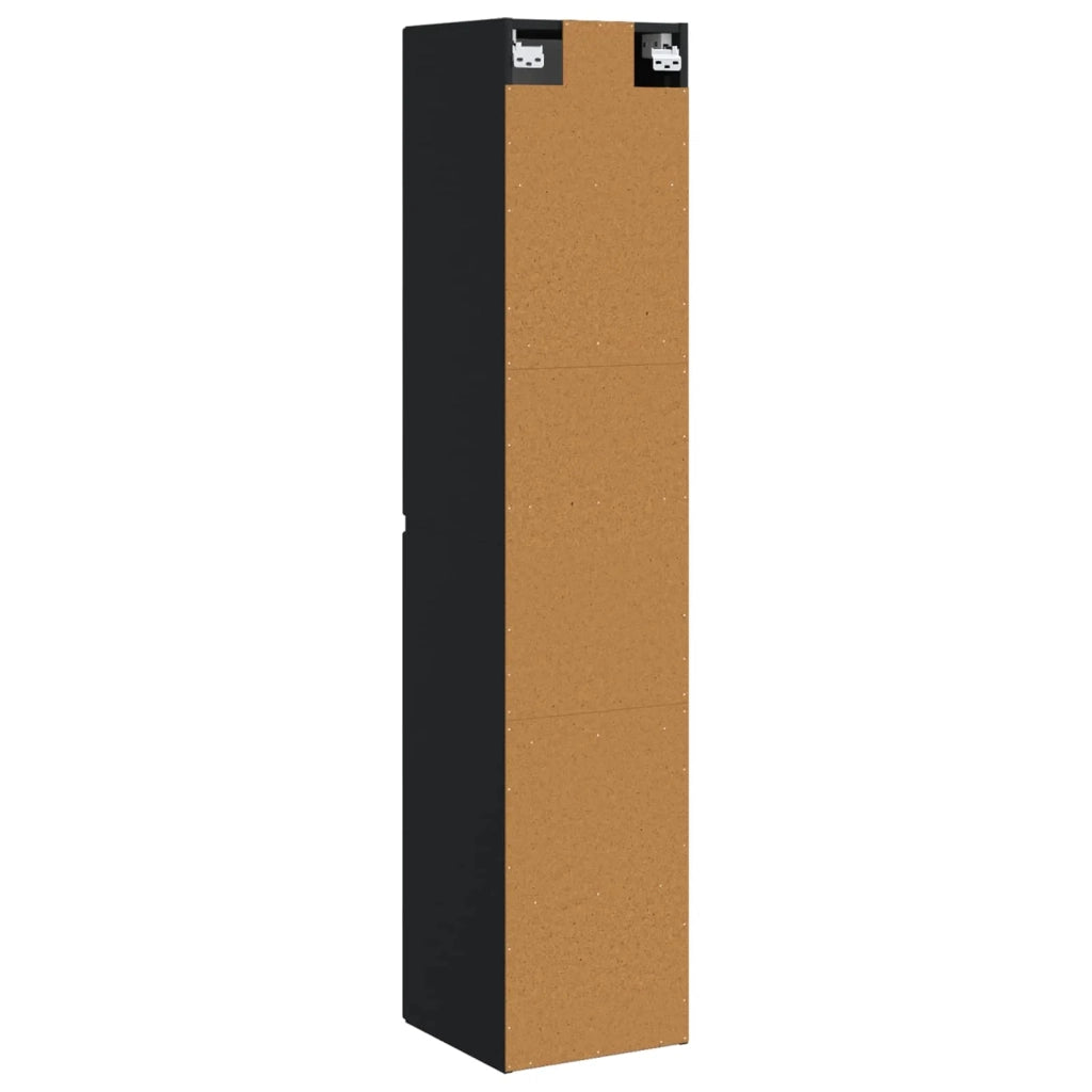 Mobiletto da Bagno a Muro Nero 33 x 34,5 x 160 cm