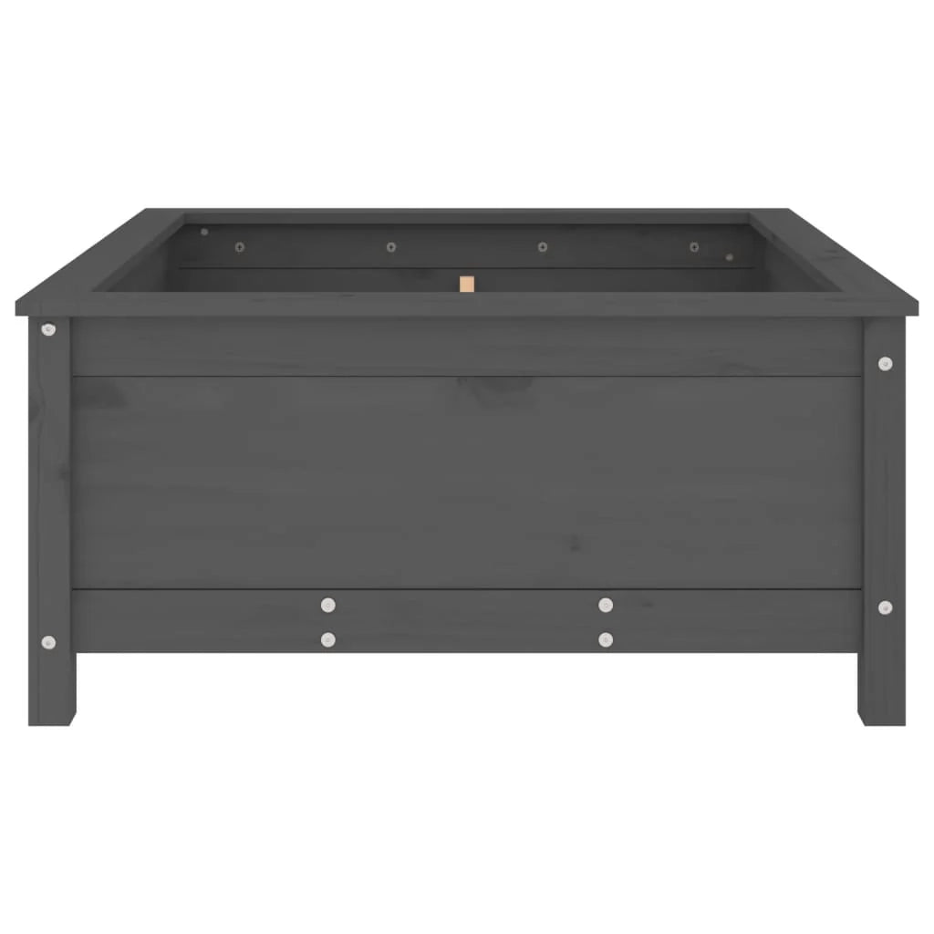 Fioriera rialzata per piante e fiori terrazza giardino 82,5 x 82,5 x 39 cm legno massello di pino grigio 02_0037944