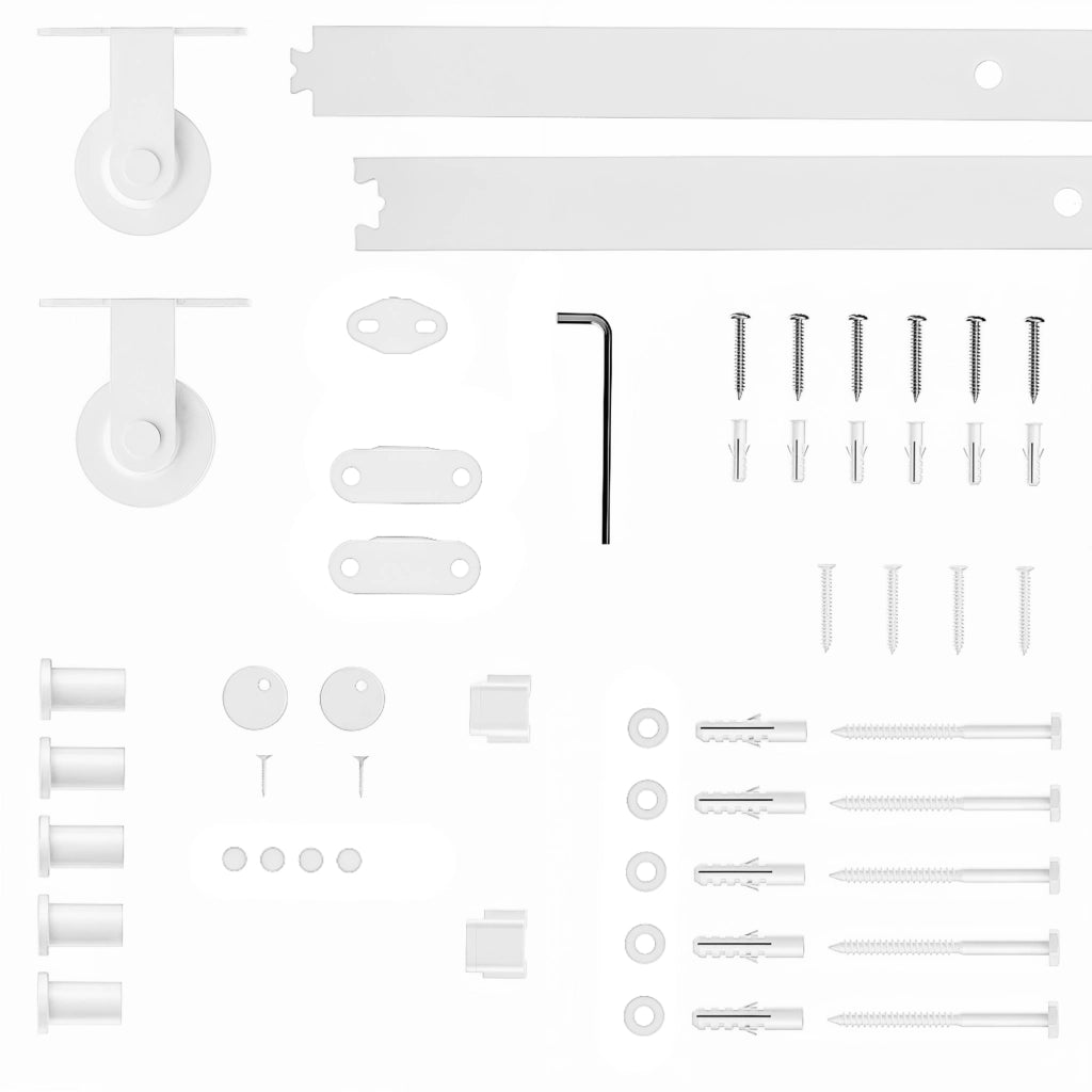 Kit Accessori Porte Scorrevoli 200 cm con 2 Guide e Binari ¨C zephmum ¨C Bianco