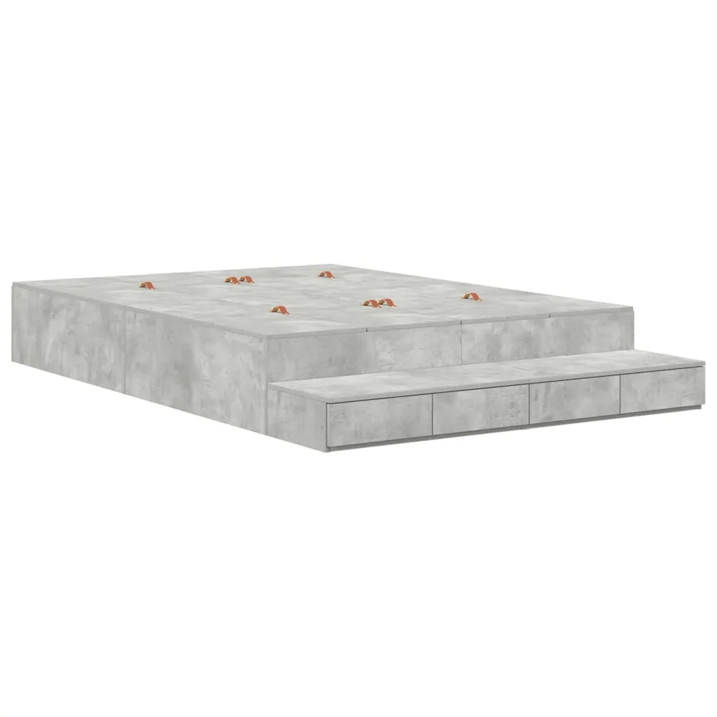 Struttura letto con contenitore con porta Grigio cemento 150 cm 3335648