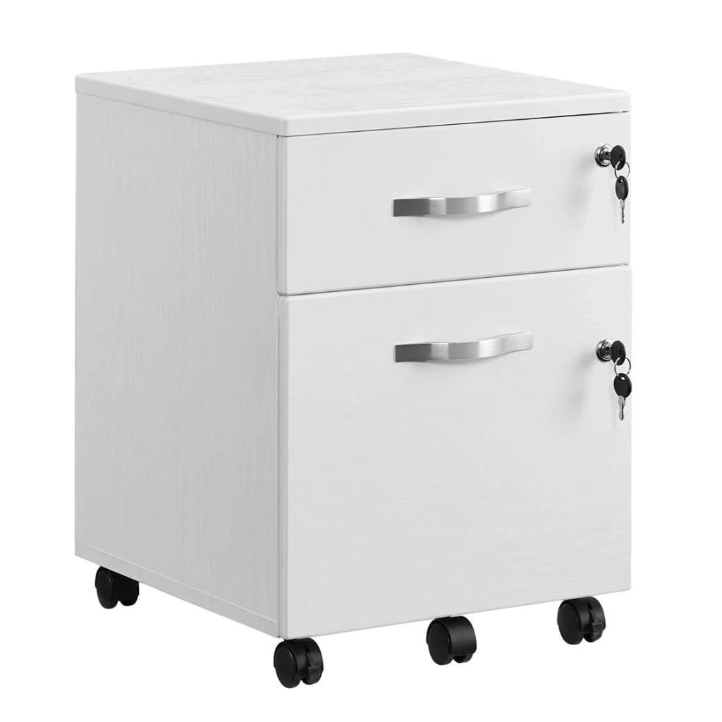 Mobiletto portaoggetti per ufficio mobiletto portadocumenti basso 2 cassetti per cartelle sospese bianco 12_0004814