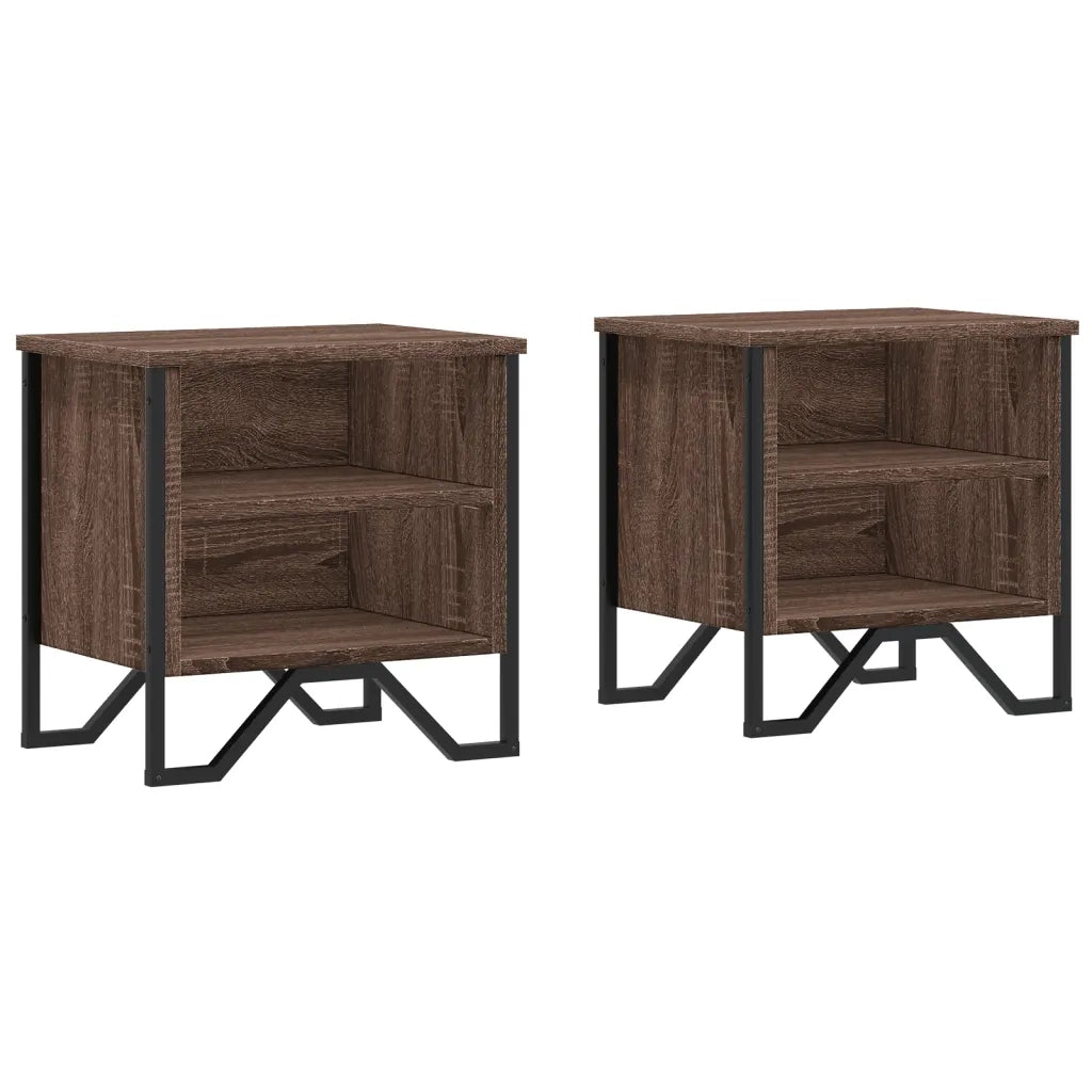 Set di 2 Comodini | Armadio da Notte | Mobiletto da notte Rovere Marrone 40x30x40 cm in Truciolato