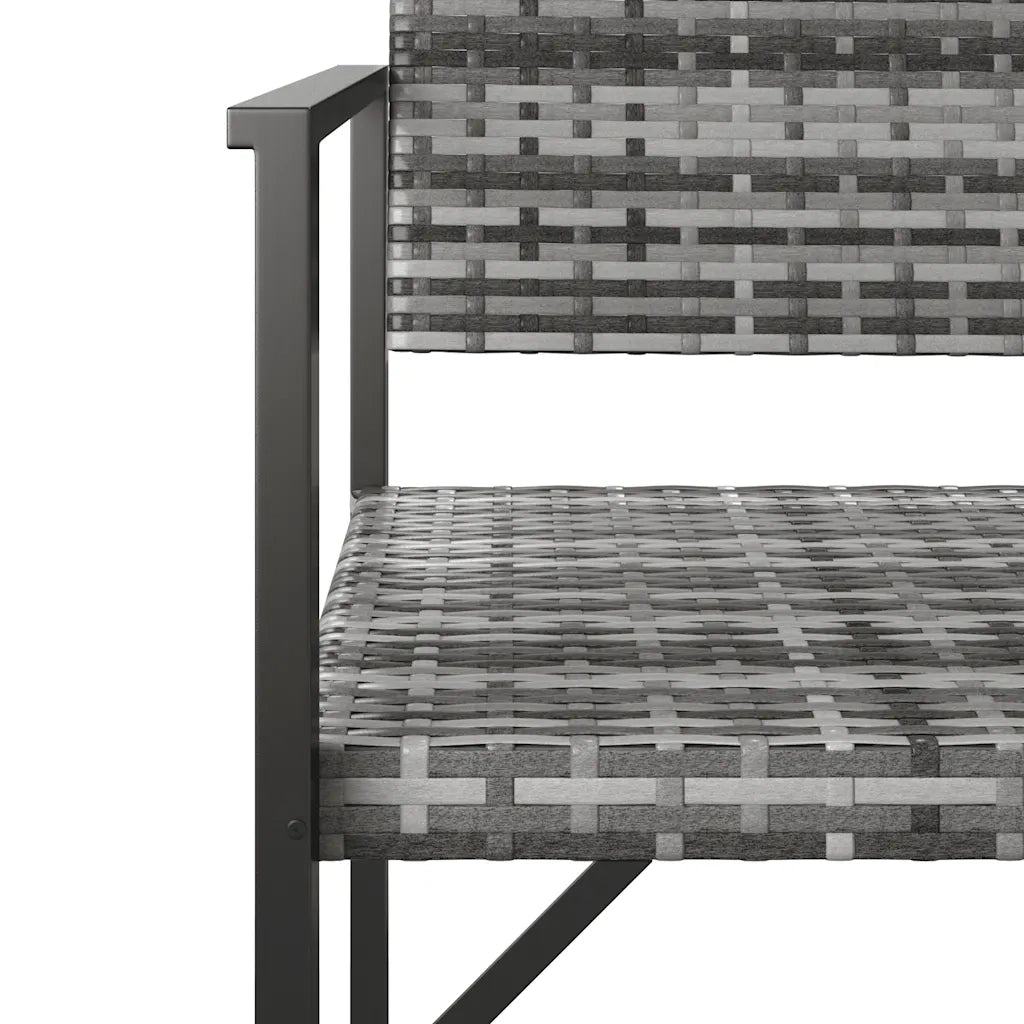 Panca da Giardino a 2 Posti-Sgabello-Panca da esterno in Polyrattan Grigio