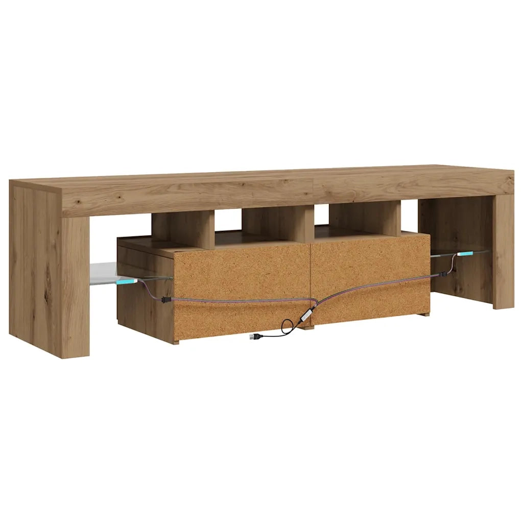 Mobile TV | Armadietto TV | Mobile Porta TV con LED Artigianale 140x36,5x40 cm Multistrato