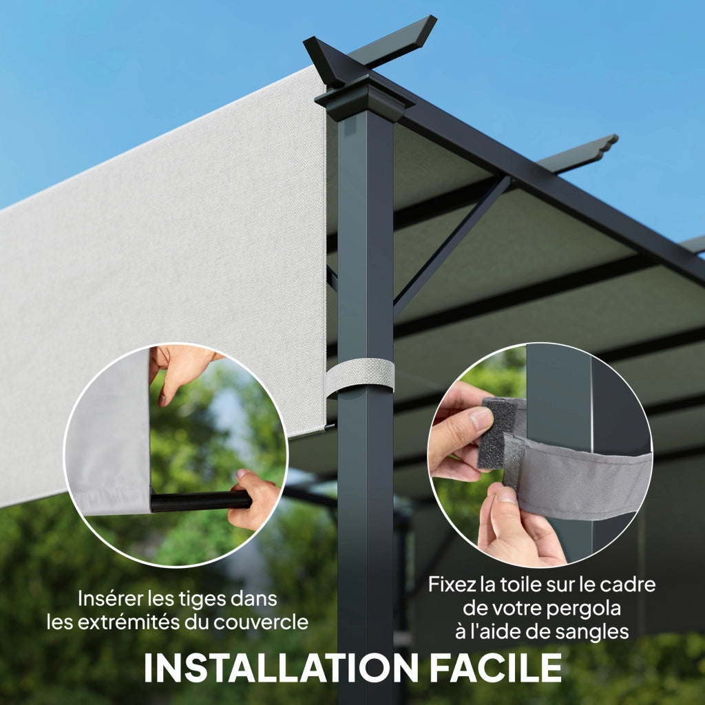 Telo Pergola Retrattile ¨C zephmum ¨C Grigio Chiaro 4.9x1.2m Polyester