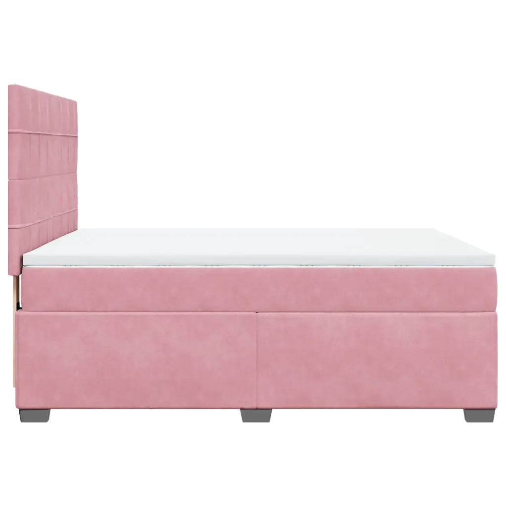 Giroletto a Molle con Materasso Rosa 160x200 cm in Velluto