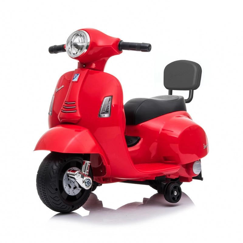 Moto Elettrica Per Bambini Vespa GTS Rosso:  Elettrico per Bambini con Batteria 6V, Tre Ruote, Pedalino Acceleratore, Ef