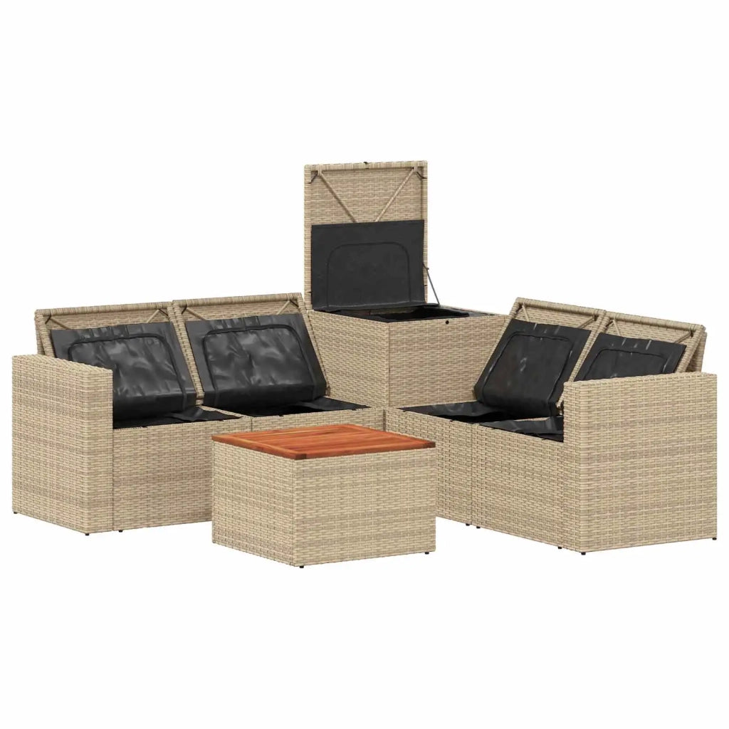 Set di divani 6 pz Beige e Bianco Crema 3447418