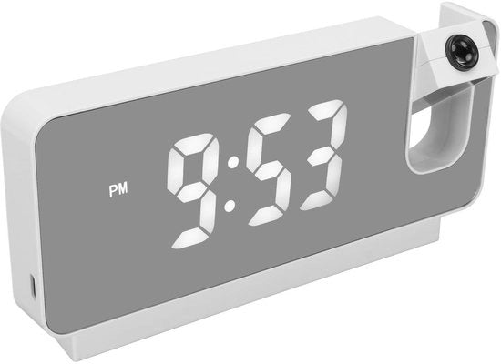 Alarme con Proiezione 180° - Display Digitale - Visualizzazione Temperatura - Schermo HD a Grandangolo - Facile da Utilizzare - Proiezione Estremamente Chiara - Orologio Digitale