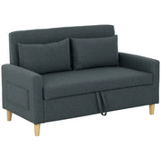 Divano 2 Posti 135x72x84 cm con Vano Contenitore  in Tessuto Effetto Lino Grigio Carbone