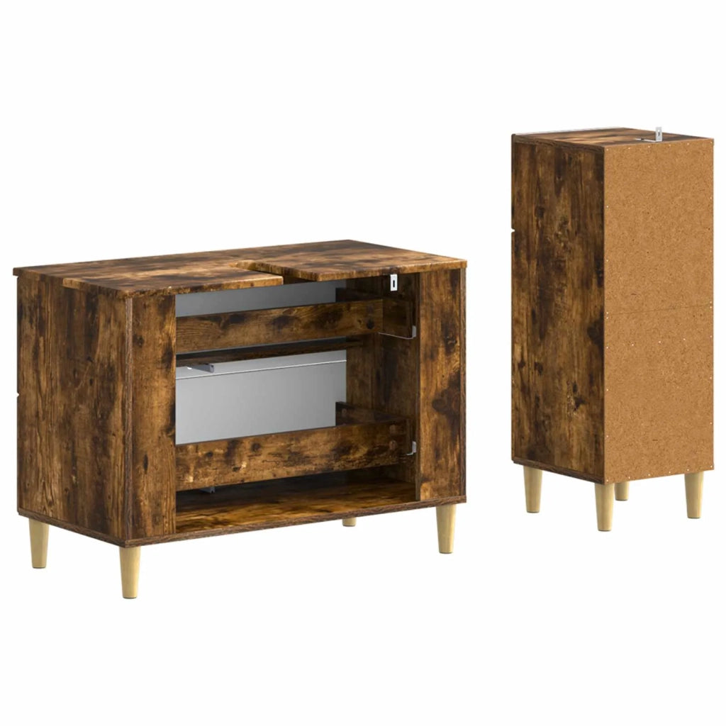 Set di Armadi da Bagno da 2 Pezzi ARNHEM Rovere Fumo 3417689