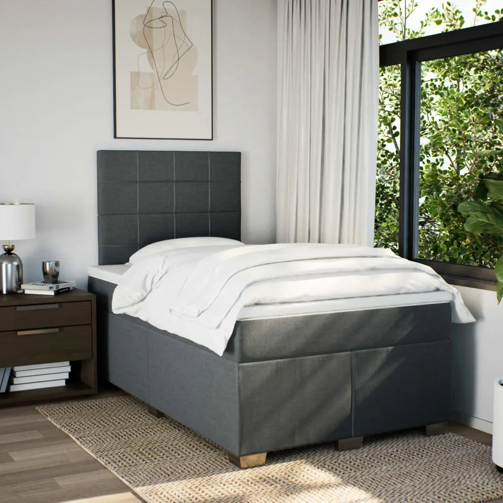 Giroletto a Molle con Materasso Grigio Scuro 120x200 cm Tessuto 3290456