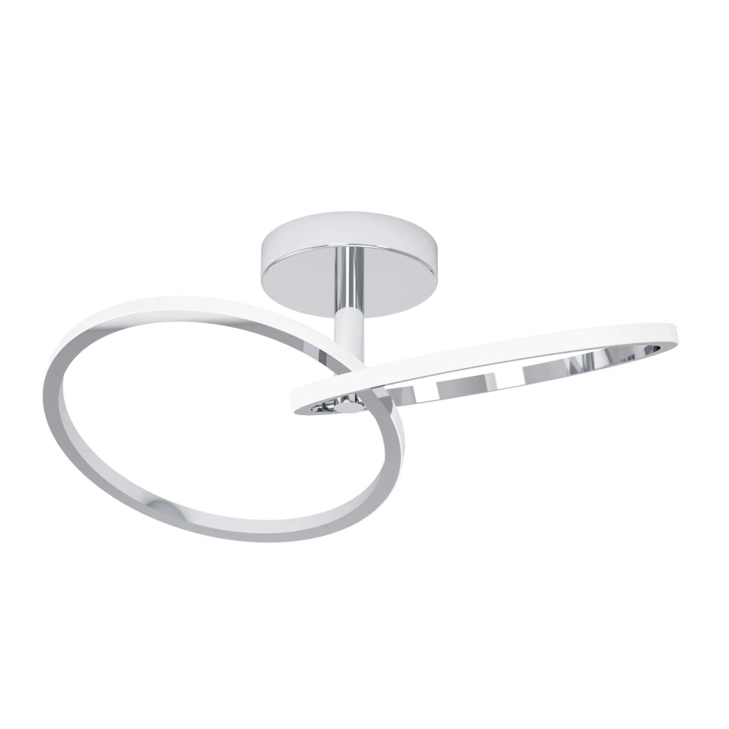 Plafoniera Moderna Congiunti Acciaio Cromo Plastiche Bianche Led 12W 1500Lm Ip20