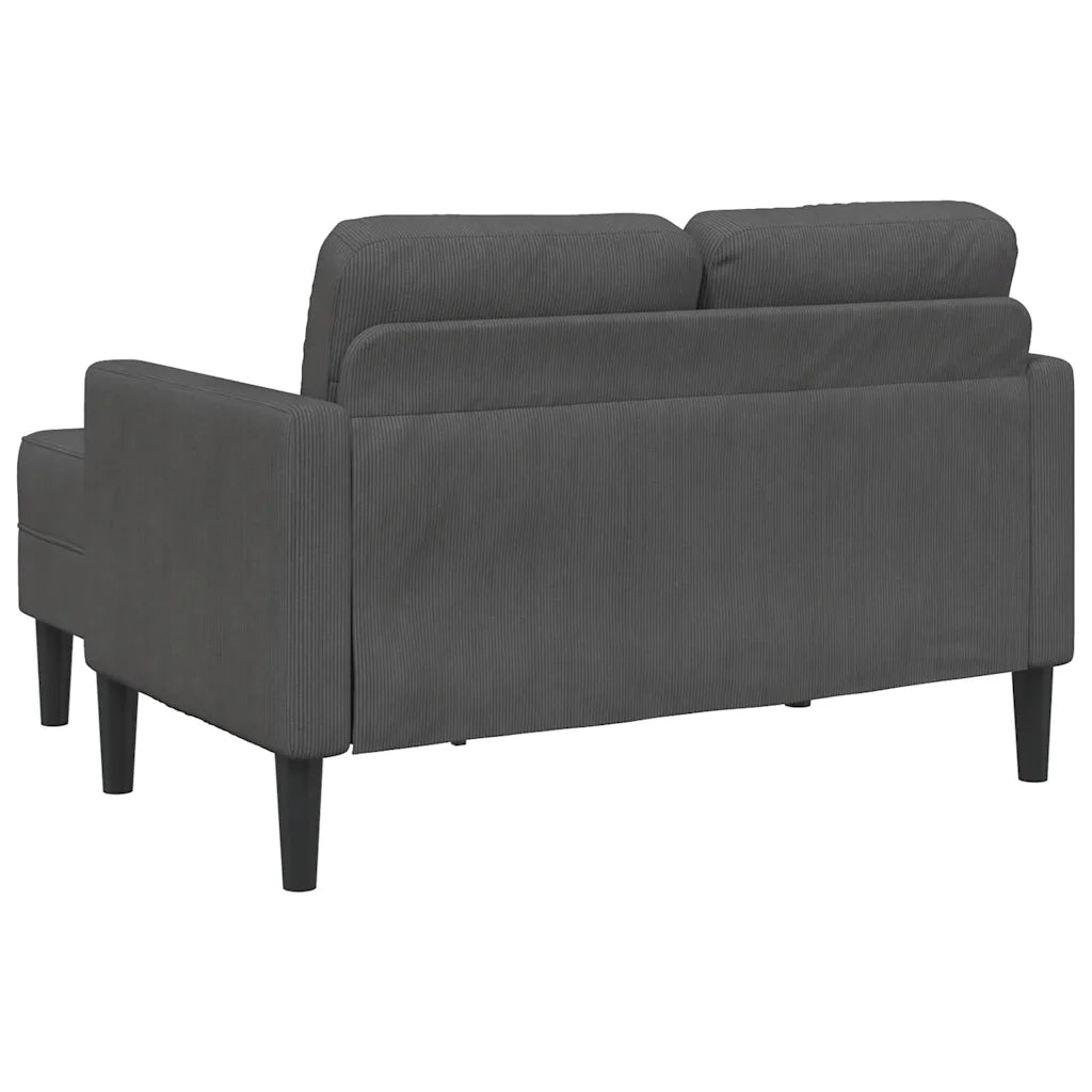 Divano a 2 posti con chaise longue a L grigio scuro 125 cm in lino 4107077
