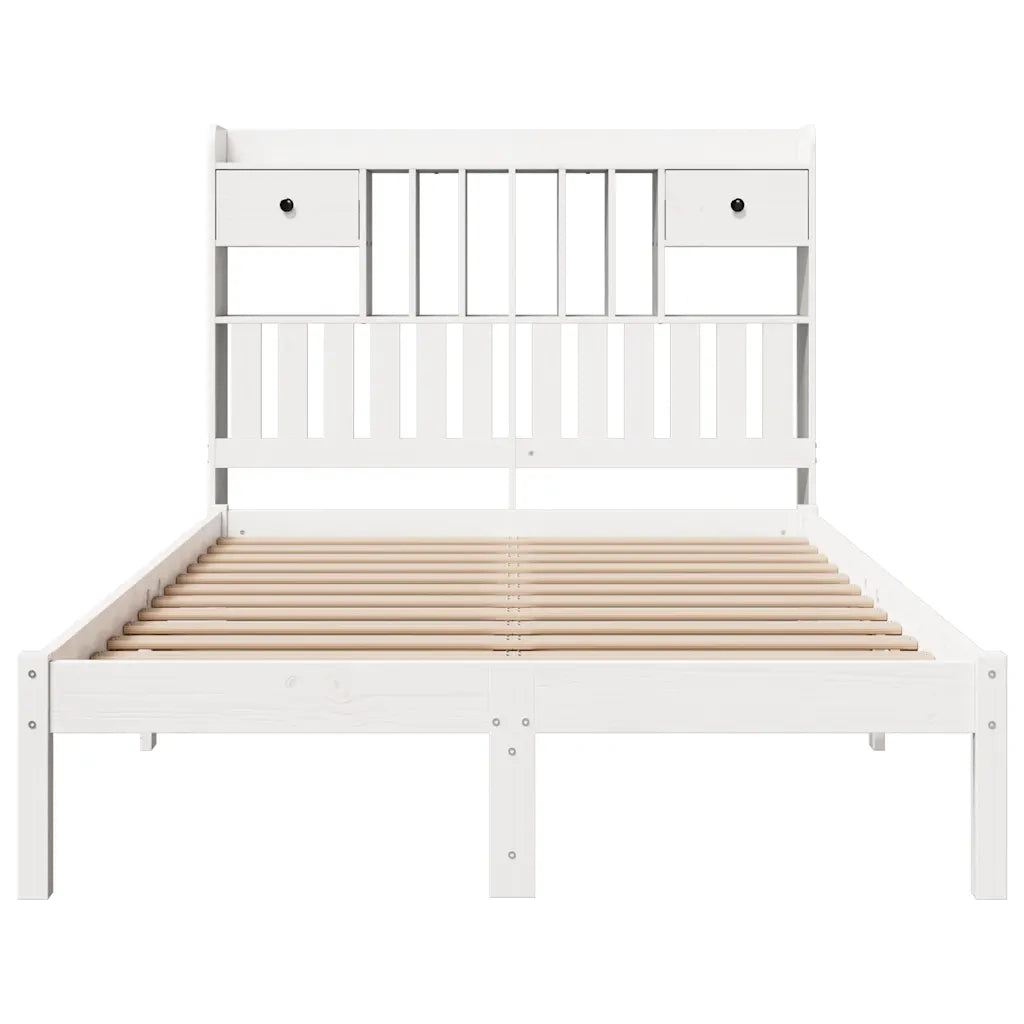 Letto Libreria senza Materasso Bianco 135x190 cm Legno di Pino 3321617