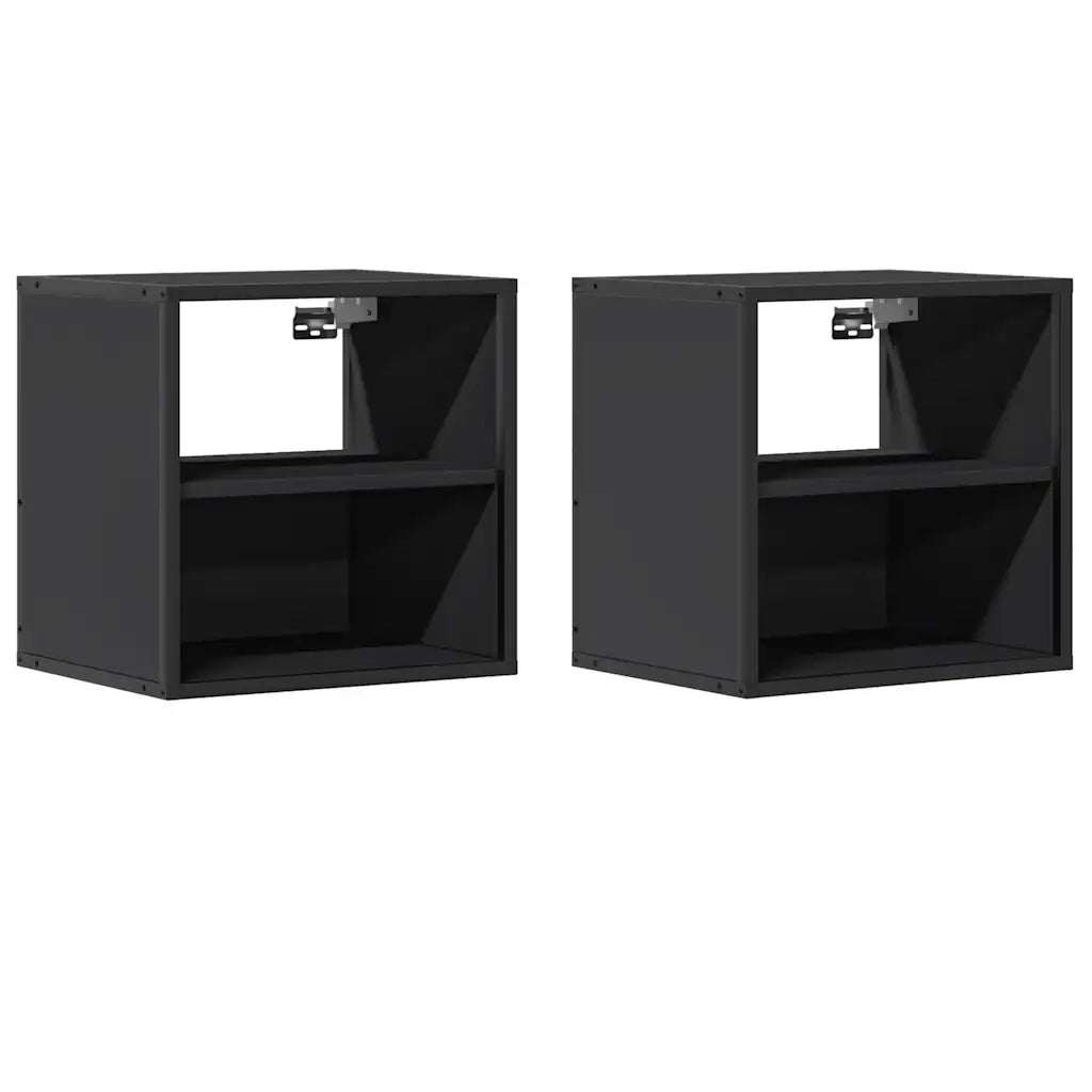 Set di 2 Comodini | Armadio da Notte | Mobiletto da notte a Muro Nero 40x31x39,5 cm