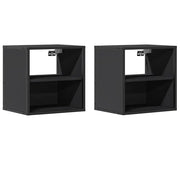 Set di 2 Comodini | Armadio da Notte | Mobiletto da notte a Muro Nero 40x31x39,5 cm