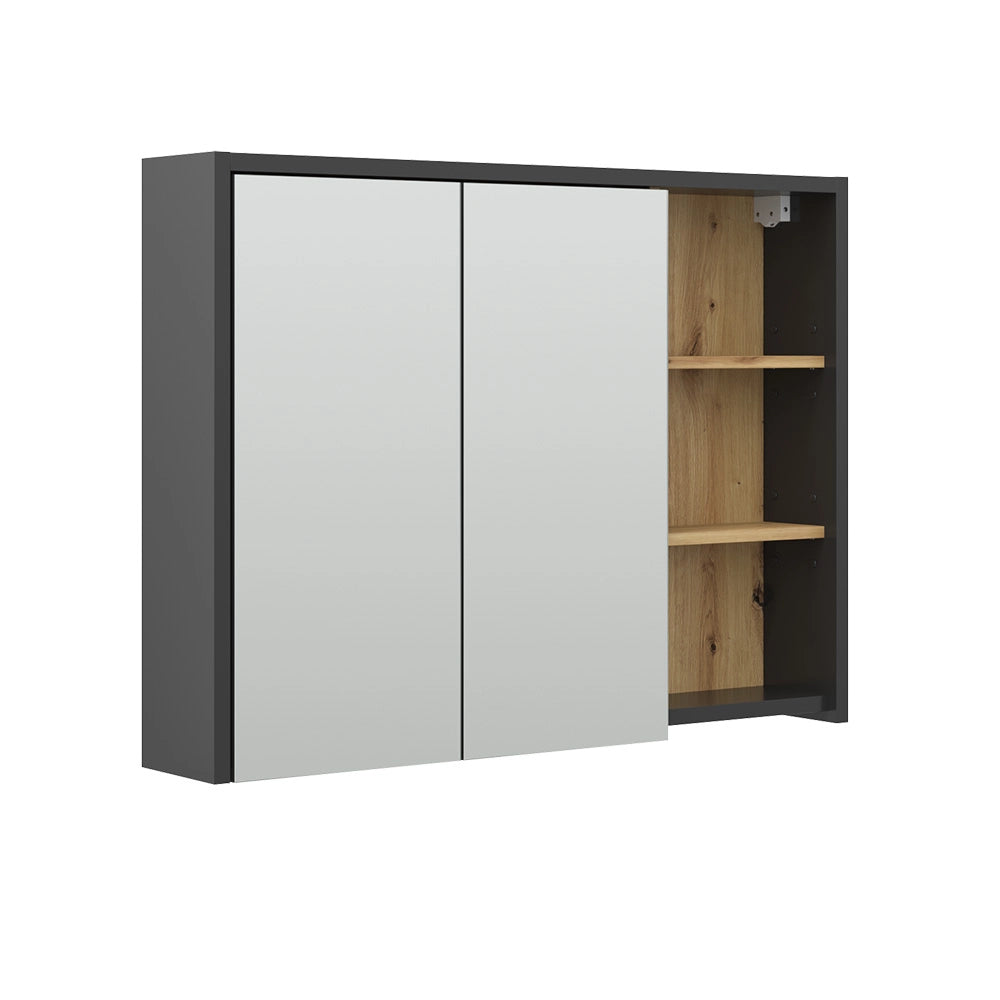 Vicco Specchio contenitore bagno Rovere artigianale 100 x 75 cm