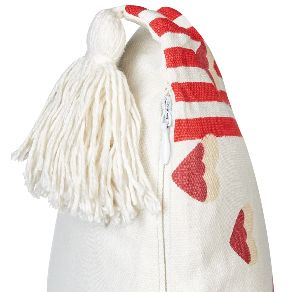 Set di 2 cuscini decorativi in cotone bianco e rosso 45 x 45 cm Motivo cuori sfoderabile Quadrato Accessori decorativi moderni