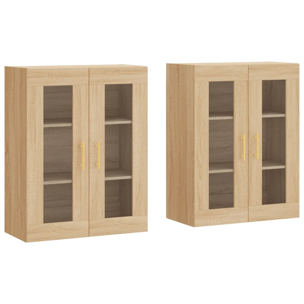 Set di 2 pensili a muro design pratico contenitore multifunzionale 69,5 x 34 x 90 cm legno ingegnerizzato rovere Sonoma 02_0055423