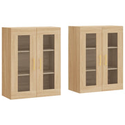 Set di 2 pensili a muro design pratico contenitore multifunzionale 69,5 x 34 x 90 cm legno ingegnerizzato rovere Sonoma 02_0055423