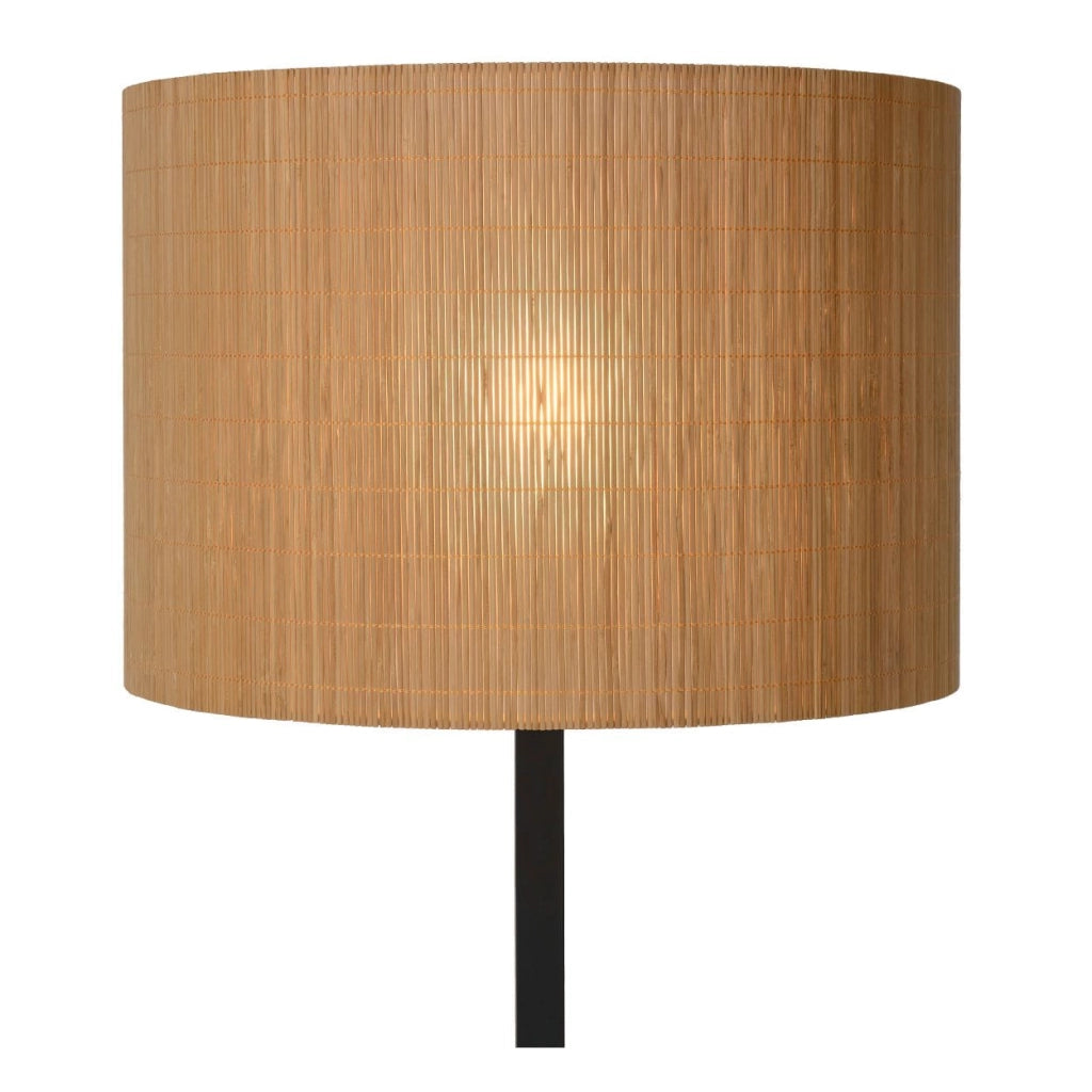 Lampada da terra Lucide Magius rattan nera E27 h160cm