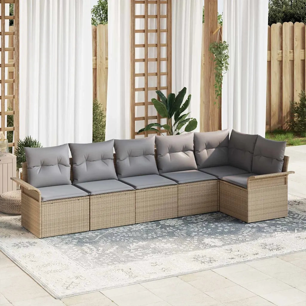 Set Divano da Giardino con cuscino 6 pcs Beige polyrattan 3345380