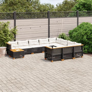 Set Divani da Giardino 11 pz con Cuscini in Polyrattan Nero 3262058