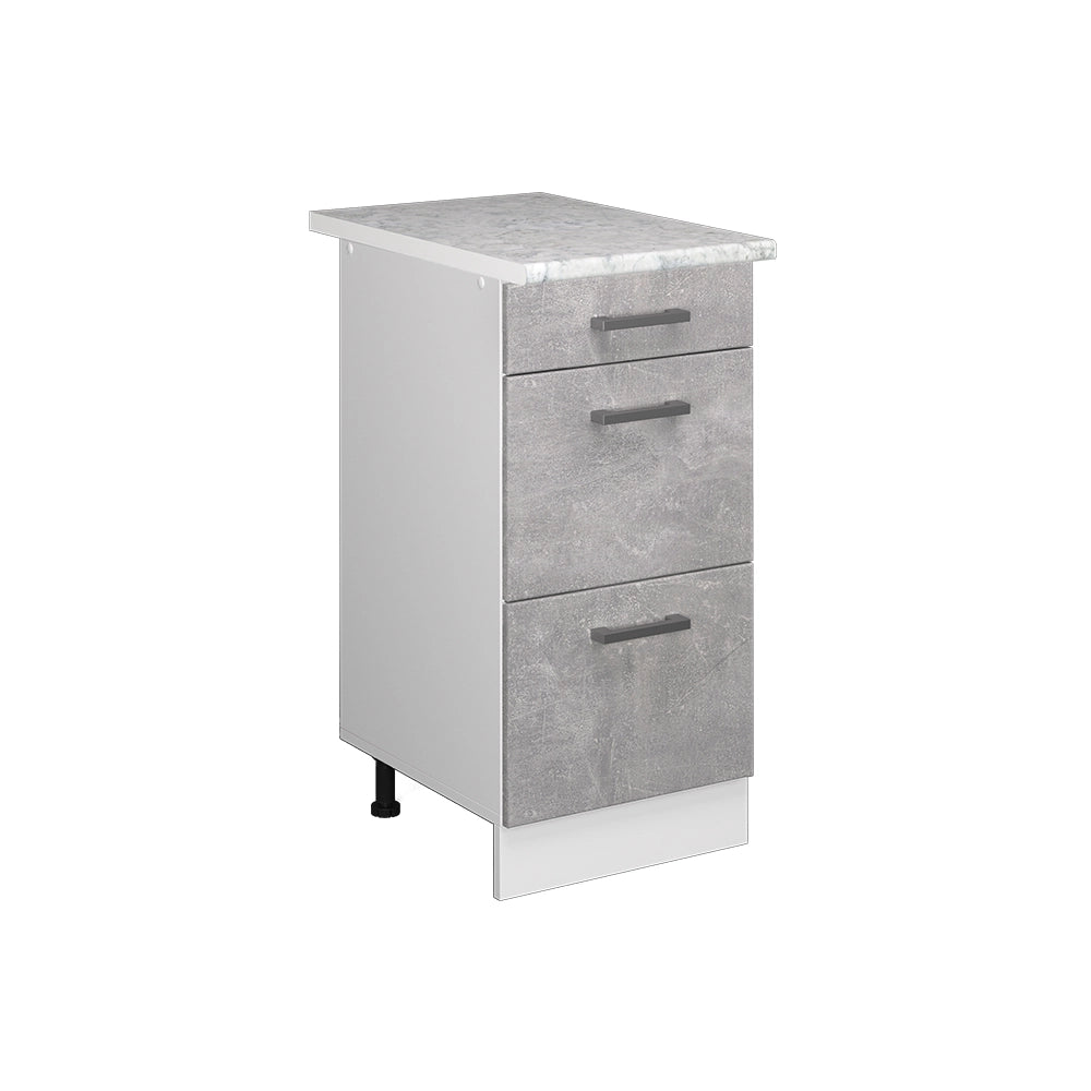 Vicco Mobiletto base per cucina Calcestruzzo 40 cm con cassetti PL Marmo