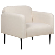 Poltrona in tessuto di lino beige chiaro e nero Gambe in metallo  Sedia imbottita Morbido stile retrò Art Decor Soggiorno